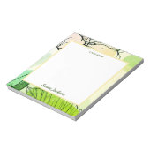 グリーンパーソナライズされたとピーチのフローラメモ帳 ノートパッド (回転)