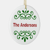 グリーンパーソナライズされたにクリスマスの装飾を命名 セラミックオーナメント (右)