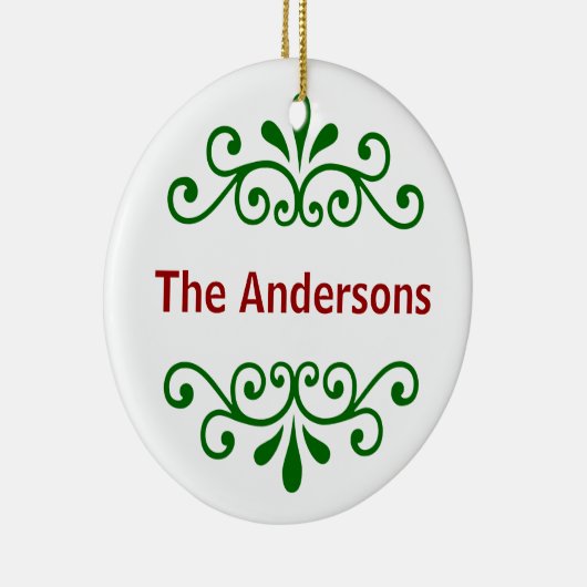 グリーンパーソナライズされたにクリスマスの装飾を命名 セラミックオーナメント (右)