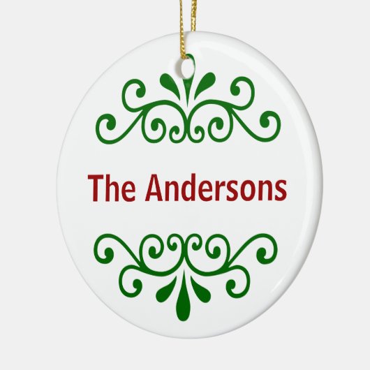 グリーンパーソナライズされたにクリスマスの装飾を命名 セラミックオーナメント (左)