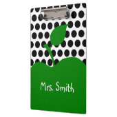 グリーンパーソナライズされたアップルホワイトとブラック水玉模様 クリップボード (左)