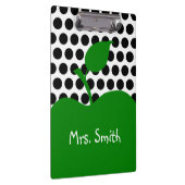 グリーンパーソナライズされたアップルホワイトとブラック水玉模様 クリップボード (右)