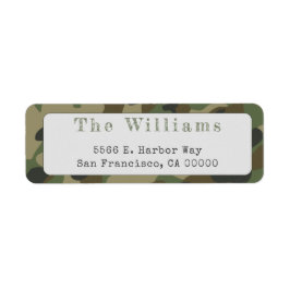 グリーンパーソナライズされたアーミーカモフラージュ差出人住所 ラベル