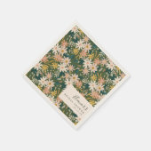 グリーンパーソナライズされたエレガントフローラブライダルシャワー スタンダードカクテルナプキン (角)