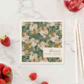 グリーンパーソナライズされたエレガントフローラブライダルシャワー スタンダードカクテルナプキン (インサイチュ)
