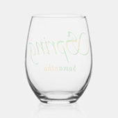 グリーンパーソナライズされたオレンジカラフル抽象芸術春 ステムなしワイングラス (裏面)