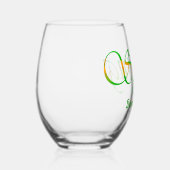 グリーンパーソナライズされたオレンジカラフル抽象芸術春 ステムなしワイングラス (右)