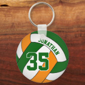 グリーンパーソナライズされたオレンジ男子バレーボール キーホルダー (正面)