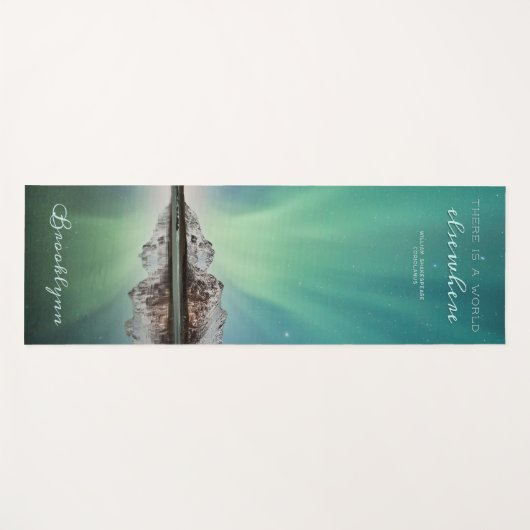 グリーンパーソナライズされたオーロラインスパイアー引用文ヨガマット ヨガマット (正面(横))