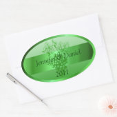 グリーンパーソナライズされたカスタムワインラベル 楕円形シール (封筒)