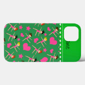 グリーンパーソナライズされたガール体操ハートスターの名前 Case-Mate iPhoneケース (裏面 (横))