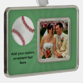 グリーンパーソナライズされたキッズボーイズ野球 シルバープレートフレームオーナメント (右)