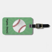 グリーンパーソナライズされたキッズボーイズ野球 ラゲッジタグ (正面横)