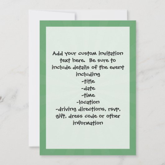 グリーンパーソナライズされたキッズボーイズ野球 招待状 (裏面)