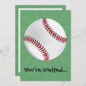 グリーンパーソナライズされたキッズボーイズ野球 招待状 (正面/裏面)