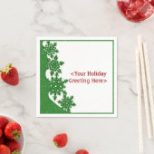 グリーンパーソナライズされたクリスマススノーフレークナプキンズ スタンダードカクテルナプキン (インサイチュ)