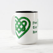グリーンパーソナライズされたグリッターケルトハートノットマグ ツートーンマグカップ (正面左)