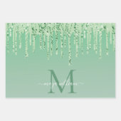 グリーンパーソナライズされたグリッタードリップ ラッピングペーパーシート (正面2)