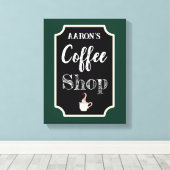 グリーンパーソナライズされたコーヒーショップアートキャンバスプリント キャンバスプリント (インサイチュ (ウッドフロア))