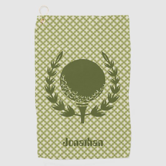 グリーンパーソナライズされたゴルフボール葉磁気カスタム ゴルフタオル (正面)