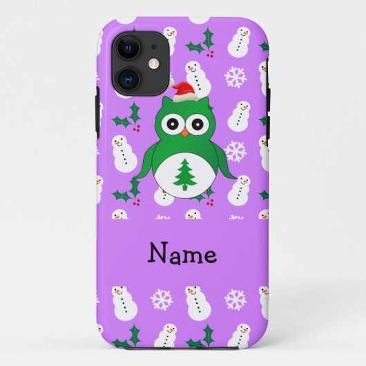 グリーンパーソナライズされたサンタクロウパープル雪だるまと呼ぶ Case-Mate iPhoneケース (裏面)