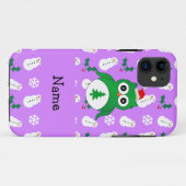 グリーンパーソナライズされたサンタクロウパープル雪だるまと呼ぶ Case-Mate iPhoneケース (裏面(横))