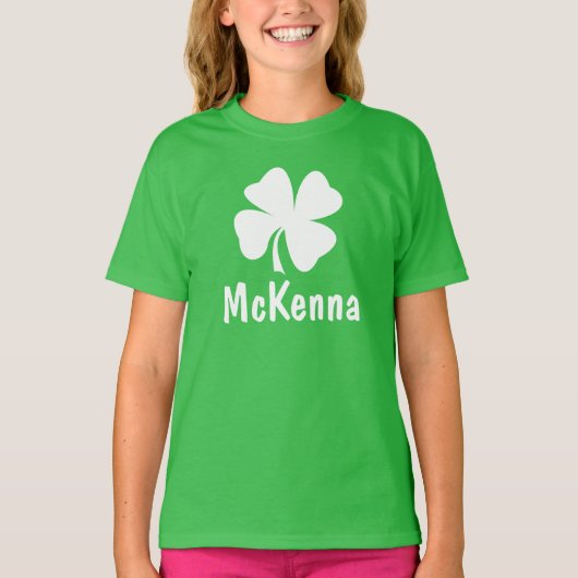 グリーンパーソナライズされたシャムロックキッズSt patricks day Tシャツ (正面)