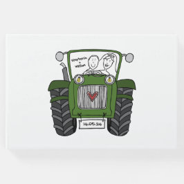 グリーンパーソナライズされたトラクタカントリーファームズ結婚ズ ゲストブック