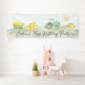 グリーンパーソナライズされたトラクターテーマラージバナー 横断幕 (インサイチュ)