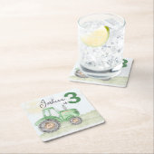 グリーンパーソナライズされたトラクターテーマ紙コースター スクエアペーパーコースター (インサイチュ)