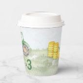 グリーンパーソナライズされたトラクターテーマ紙パーティーカップ 紙コップ (左)