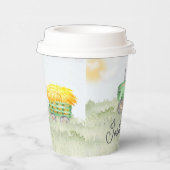 グリーンパーソナライズされたトラクターテーマ紙パーティーカップ 紙コップ (右)