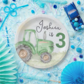 グリーンパーソナライズされたトラクターテーマ紙プレート ペーパープレート (パーティー)