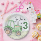 グリーンパーソナライズされたトラクターテーマ紙プレート ペーパープレート (パーティー)