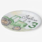 グリーンパーソナライズされたトラクターテーマ紙プレート ペーパープレート (アングル)