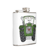 グリーンパーソナライズされたトラクター国の結婚式の贈り物 フラスク (右)