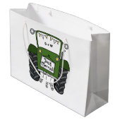 グリーンパーソナライズされたトラクター国の結婚式の贈り物 ラージペーパーバッグ (裏面アングル)