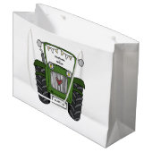 グリーンパーソナライズされたトラクター国の結婚式の贈り物 ラージペーパーバッグ (正面アングル)