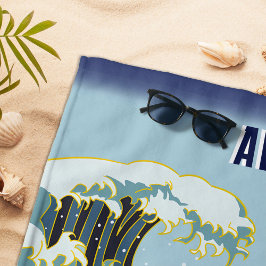 グリーンパーソナライズされたドラゴンブルーウェーブレッドサン ビーチタオル