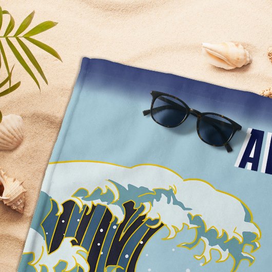 グリーンパーソナライズされたドラゴンブルーウェーブレッドサン ビーチタオル