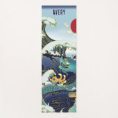 グリーンパーソナライズされたドラゴンブルーウェーブレッドサン ヨガマット (正面)