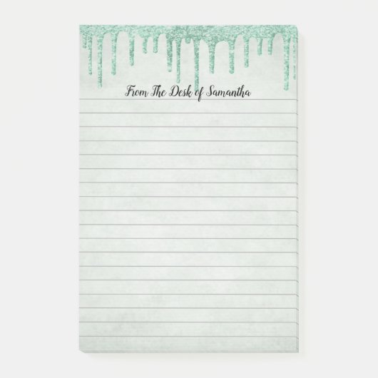 グリーンパーソナライズされたドリップグリッター ポストイット (正面)