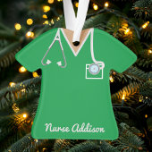 グリーンパーソナライズされたナーススクラブ看護プレゼント オーナメント