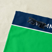 グリーンパーソナライズされたネイビースイムチーム泳ぐ人名 ビーチタオル (インサイチュ)