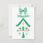 グリーンパーソナライズされたハウスサンキューベイビーシャワー サンキューカード (正面)