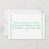 グリーンパーソナライズされたハウスサンキューベイビーシャワー サンキューカード (裏面)