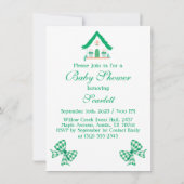 グリーンパーソナライズされたハウスOhベビーシャワー 招待状 (裏面)