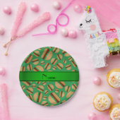 グリーンパーソナライズされたハンバーガー ペーパープレート (パーティー)