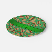 グリーンパーソナライズされたハンバーガー ペーパープレート (アングル)