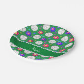 グリーンパーソナライズされたバレーボール虹の花の名前 ペーパープレート (アングル)